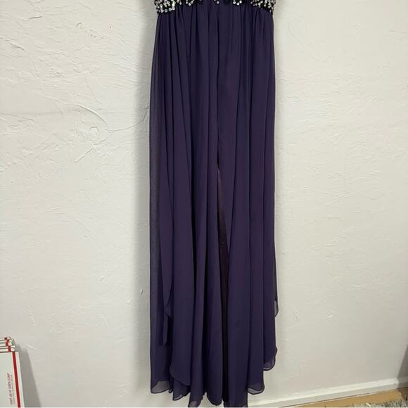 Narianna Purple Sequined Gown Womens XS Formal Bridesmaid Prom High Slit Dress - Picture 9 of 14